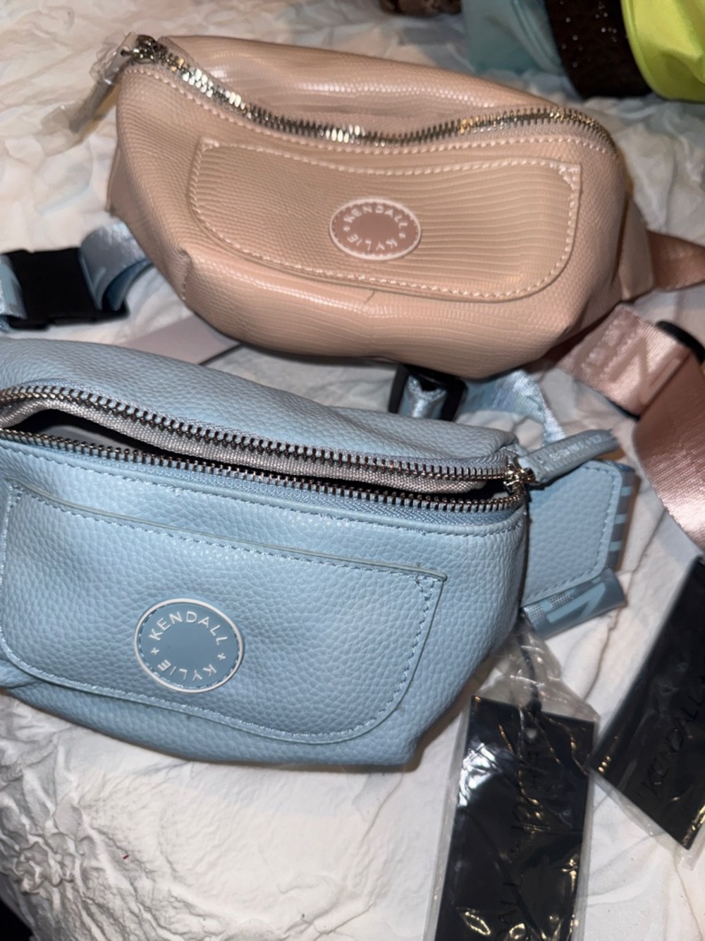 Kendall & Kylie Pastel Blue and Blush Pink Crossbody Belt Bags